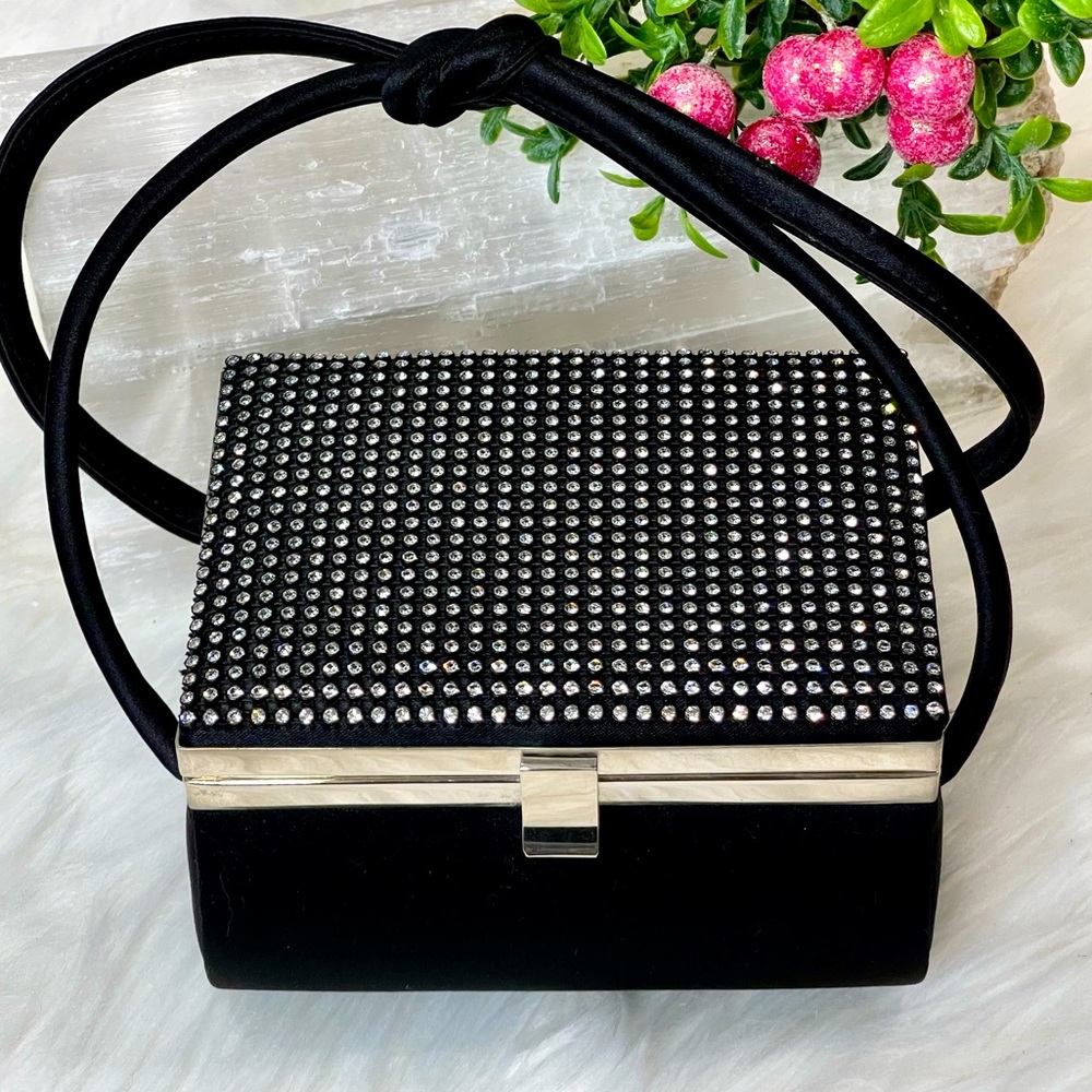 ππSOLDππLA REGALE EVENING BAG vintage UNIQUE CRYSTAL topped SQUARE shaped - Picture 1 of 14